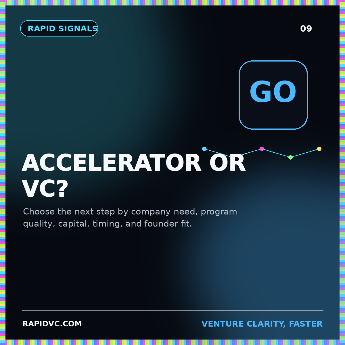 Neon RapidVC typography card reading Accelerator or VC